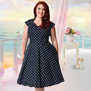 New Arrivals 1950s Retro Polka Dot Dress with extra Large size