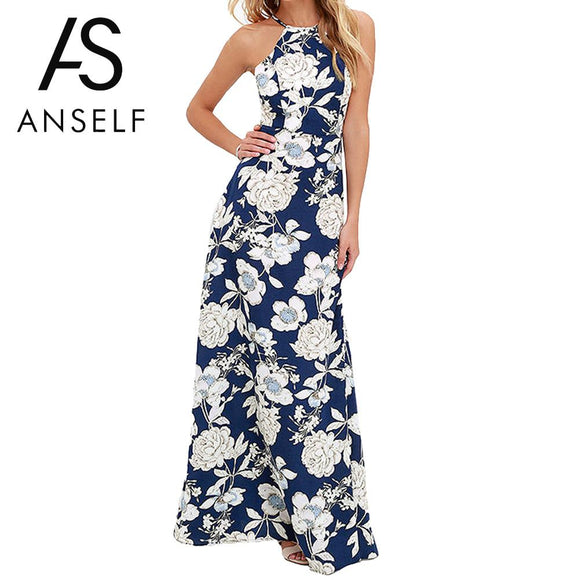 Floral Print Summer Long Maxi Dress