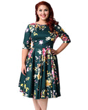 Floral Swing Dress Round Neck