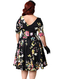 Floral Swing Dress Round Neck