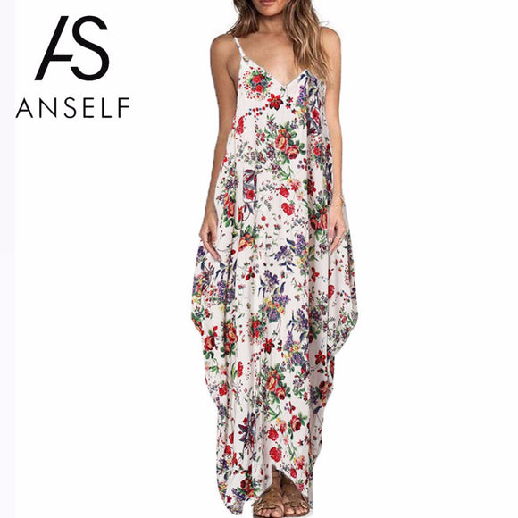 Bohemian Floral Print Long Summer Dress