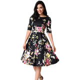 Floral Swing Dress Round Neck