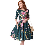 Floral Swing Dress Round Neck